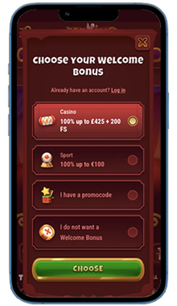 Create casino account